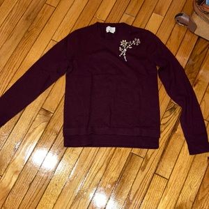 Kate Spade burgundy jeweled sweater size xs